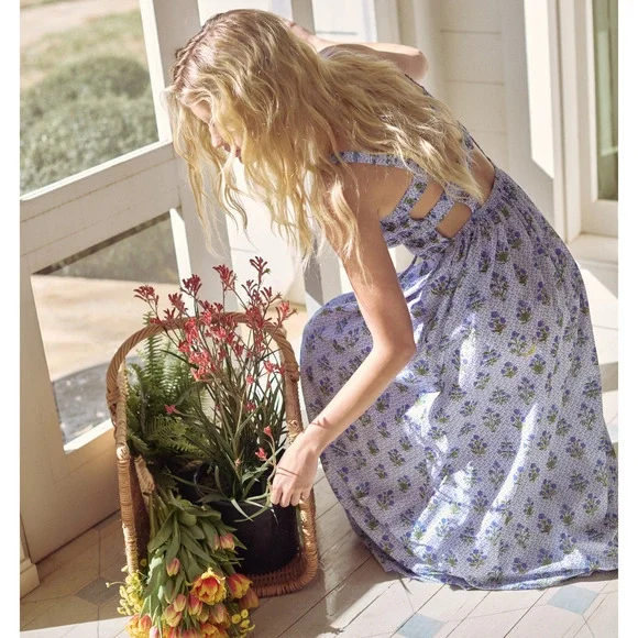 Hill House Home The Anita Nap Dress - Blue Block Print Size LBlue Block Print / - Picture 3 of 3